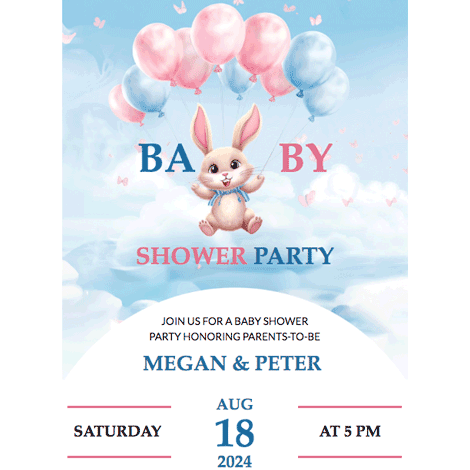 Bunny Baby Shower Invite